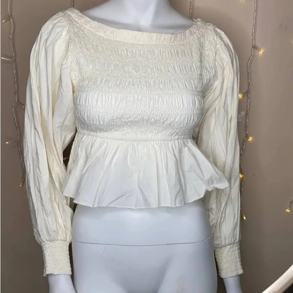 Zara Cream Smocked Blouse